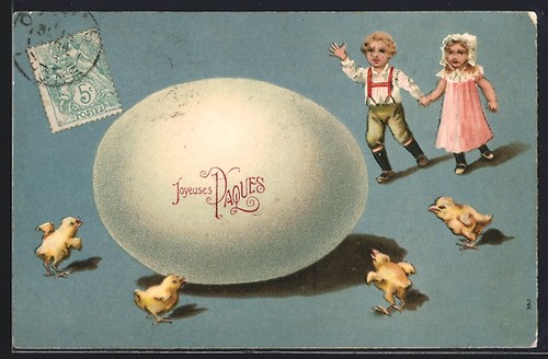 Uovo pasqua con pulcini - di,