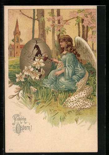 Cartolina angelo pasqua con - pasqua,