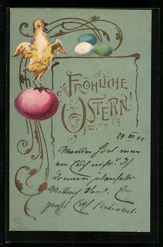 Cartolina pulcini pasqua - pulcini,